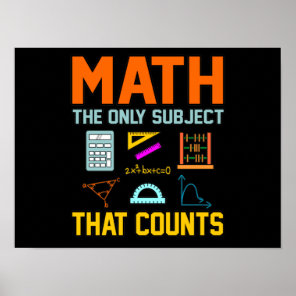 Math Subject Counts Mathematic Maths Teacher Poster