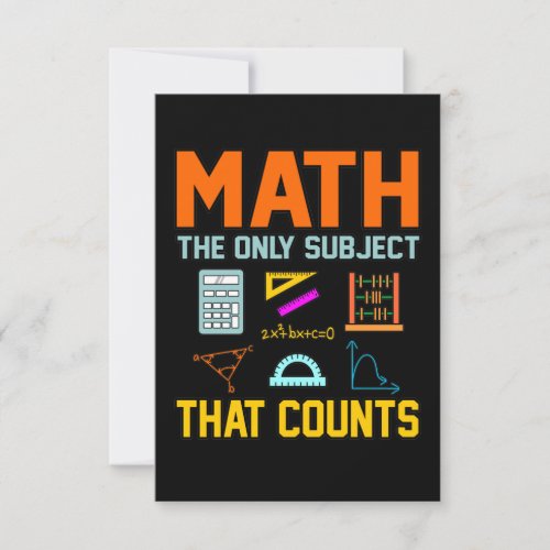 Math Subject Counts Mathematic Maths Teacher RSVP Card
