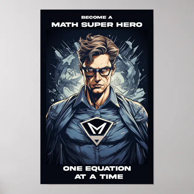 Super Math Posters Math Super Hero Classroom Poster | Zazzle