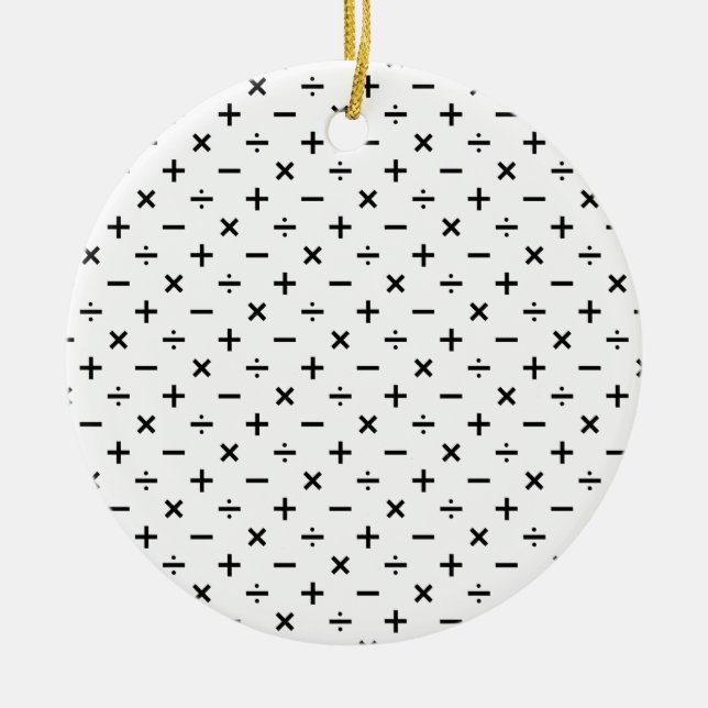 Math Symbols - Black and White Ceramic Ornament (Front)