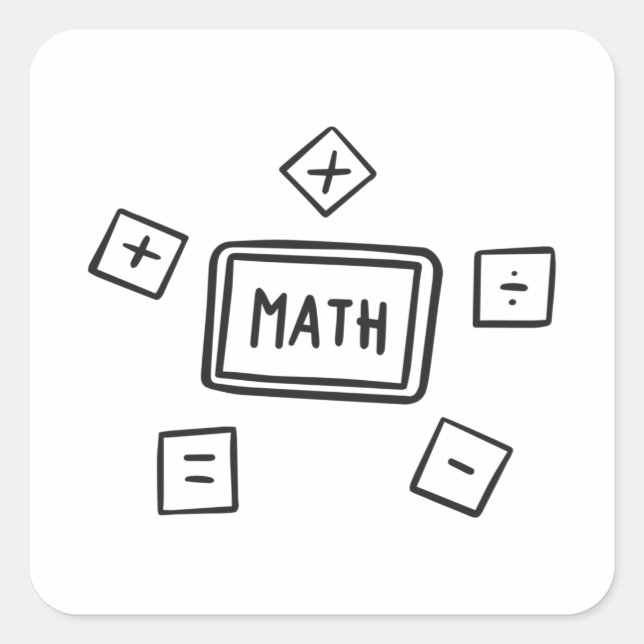 Math symbols for Kids Square Sticker (Front)