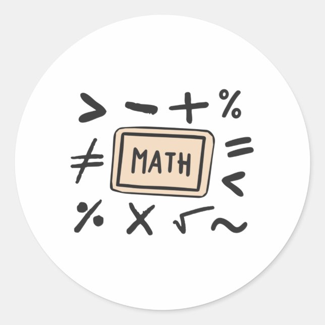 Math symbols for Students and Parents Classic Round Sticker (Front)
