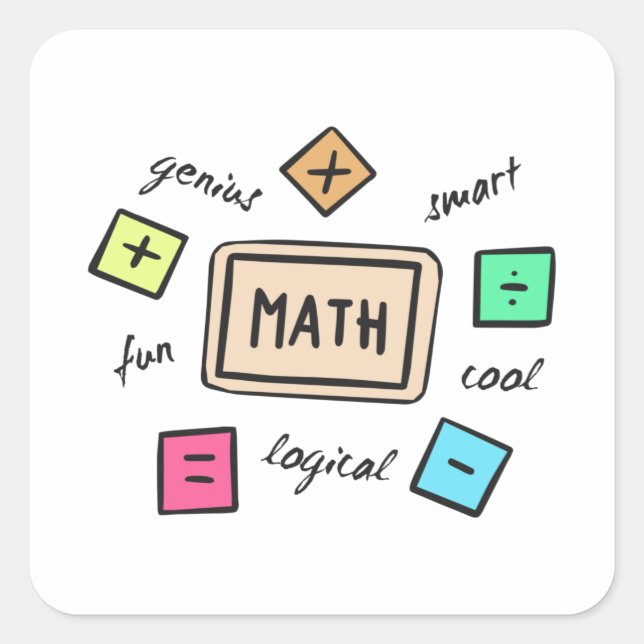 Math symbols for Students and Parents Square Sticker (Front)