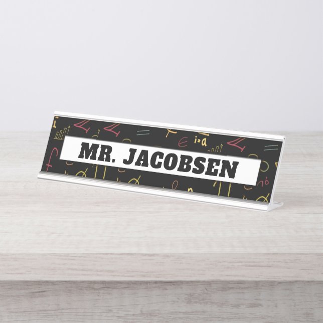 Math Symbols Frame Teacher Desk Name Plate (Front)