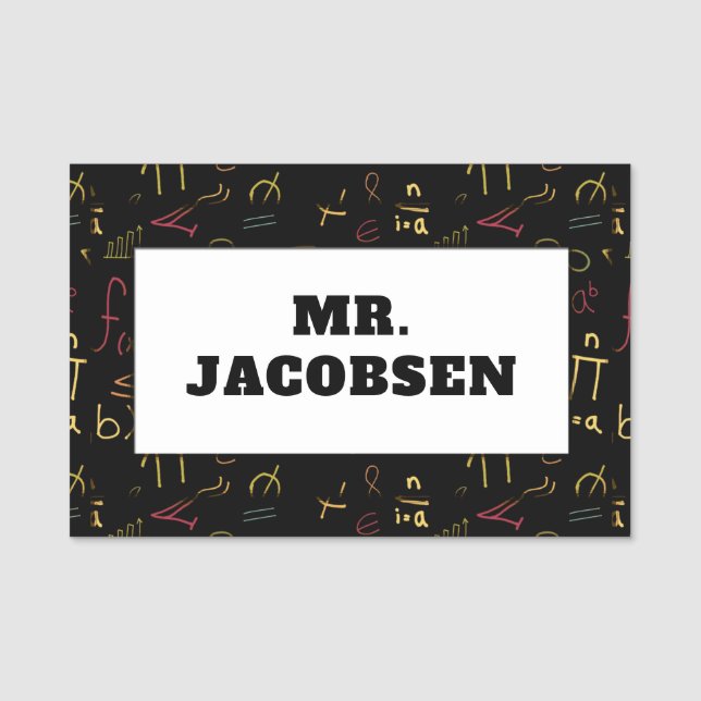 Math Symbols Frame Teacher Name Tag (Front)