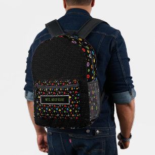 Math Symbols in Colorful Circles Pattern Printed Backpack
