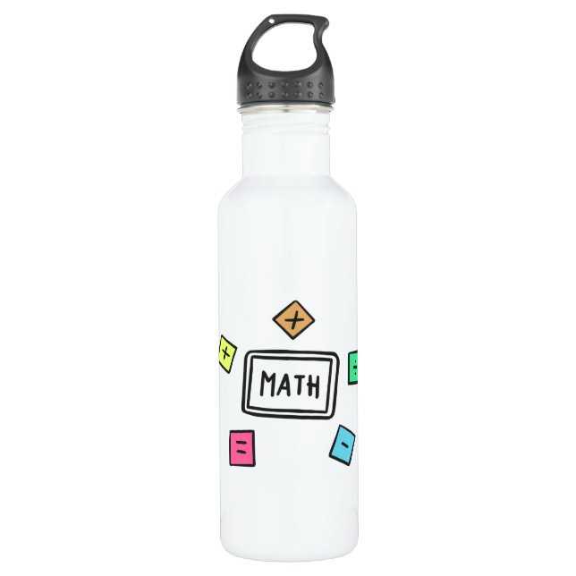 Math symbols Students and Parents Stainless Steel Water Bottle (Front)
