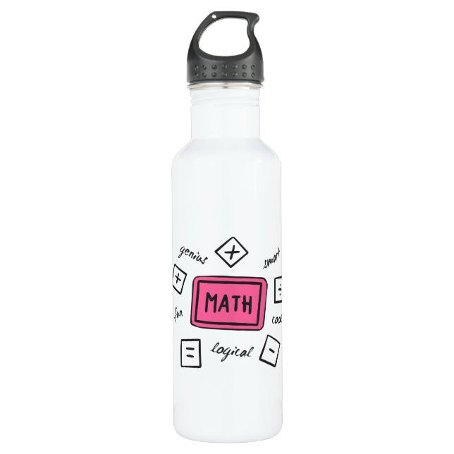 Math symbols Students and Parents Stainless Steel Water Bottle (Front)