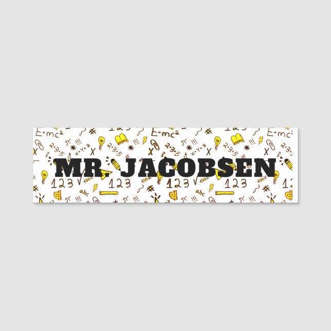 Math Symbols Teacher Name Tag (Front)