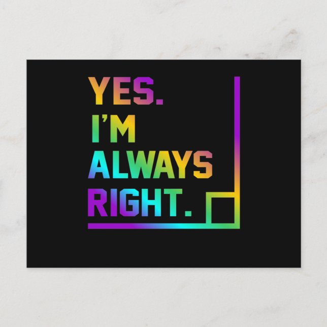 Math Teacher Always Right Mathematics Maths Invitation Postcard (Front)