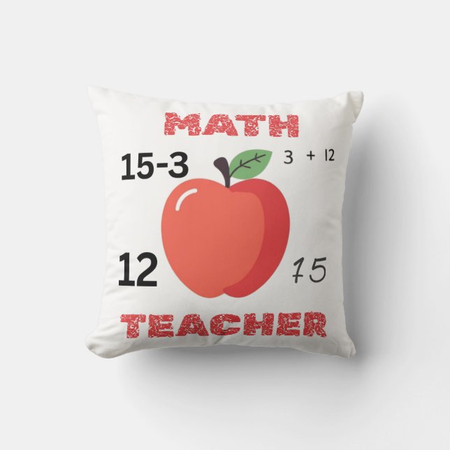 Math teacher apple design funny math teacher shirt throw pillow (Front)
