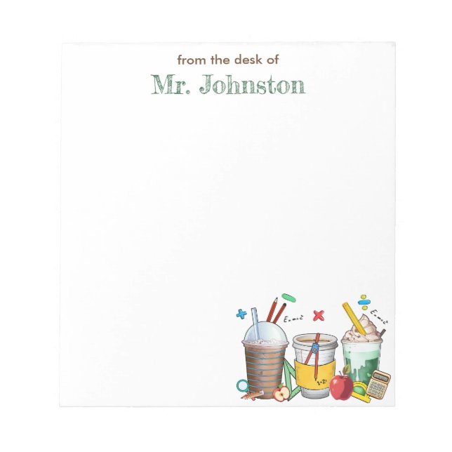 Math Teacher Appreciation  Coffee Personalized Notepad (Front)