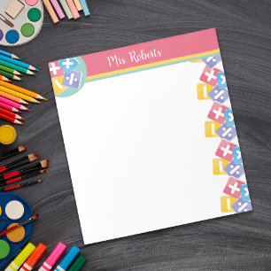 Math Teacher Appreciation Gift Personalized  Notepad