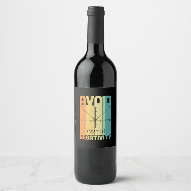 Math Teacher Avoid Negativity Wine Label (Front)