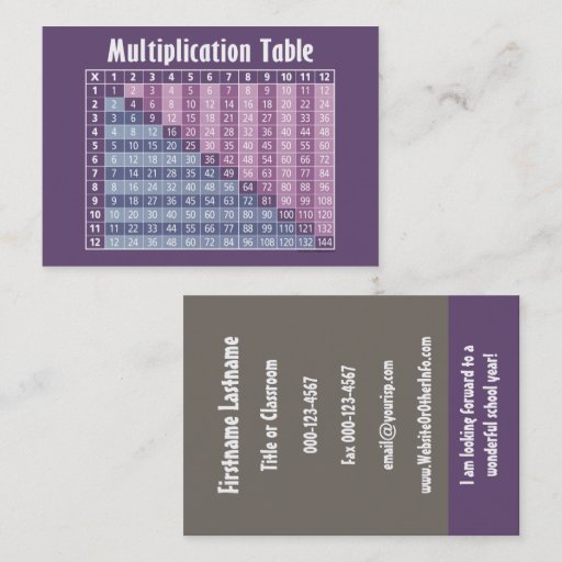 Customizable Math Teacher Back To School Contact Information Business Card Templates