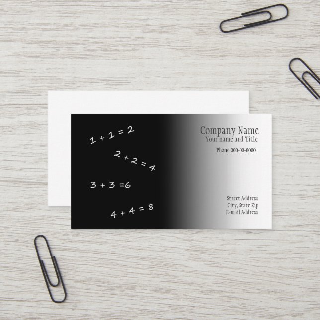 Math Teacher Business Card (Front/Back In Situ)