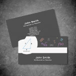 Math Teacher Business Card with Mathematics Symbol<br><div class="desc">A business card for math teacher or geometry tutor with full contact information on the back. It comes with mathematics symbols in pastel colors and the Pythagorean theorem illustration. The images can be modified to include yours or a logo.</div>