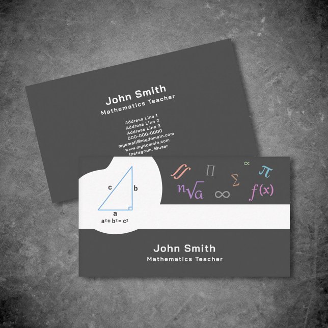 Math Teacher Business Card with Mathematics Symbol (Math Teacher Business Card)