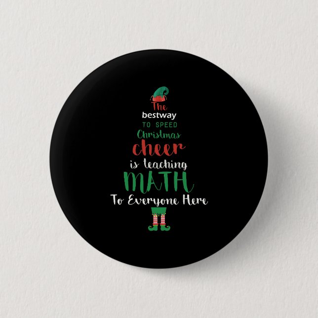 Math Teacher Christmas Elf Gift design Button (Front)