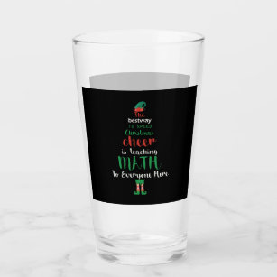 Math Teacher Christmas Elf Gift design Glass