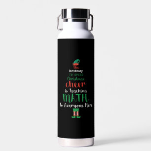 Math Teacher Christmas Elf Gift design Water Bottle