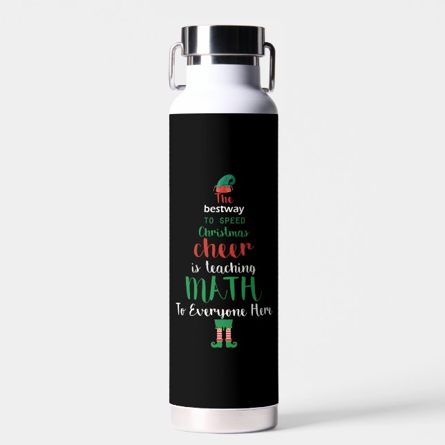 Math Teacher Christmas Elf Gift design Water Bottle (Front)