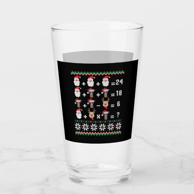 Math Teacher Christmas GREYHOUND Glass (Front)