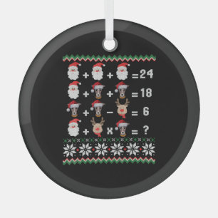 Math Teacher Christmas GREYHOUND Glass Ornament