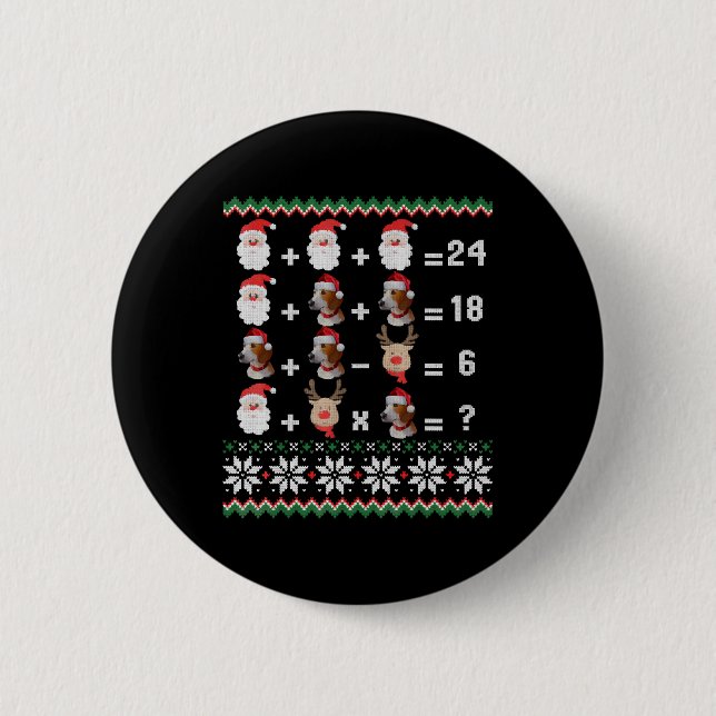 Math Teacher Christmas HARRIER Button (Front)