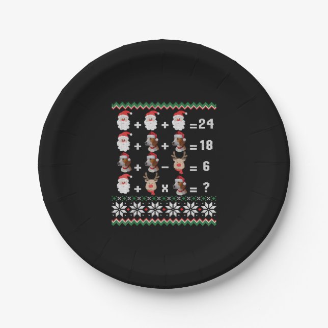 Math Teacher Christmas HARRIER Paper Plates (Front)