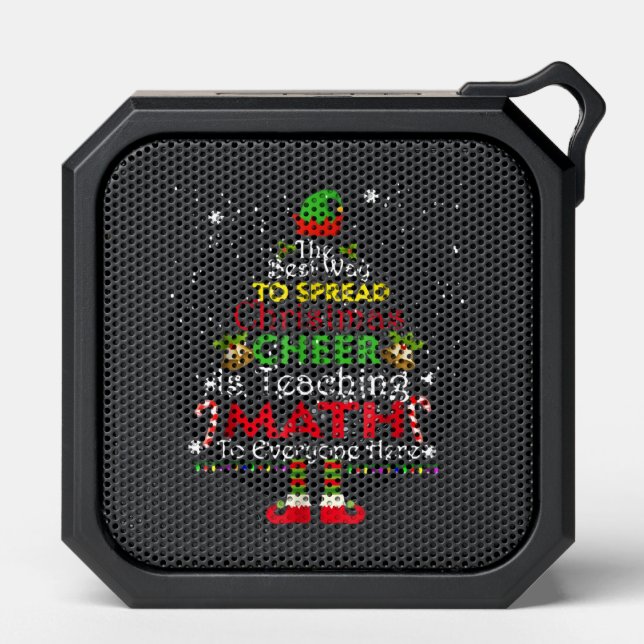 Math Teacher Christmas Shirt Elf Christmas Cheer Bluetooth Speaker (Front)