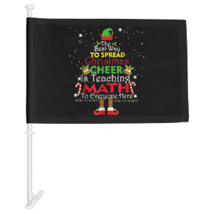 Math Teacher Christmas Shirt Elf Christmas Cheer Car Flag