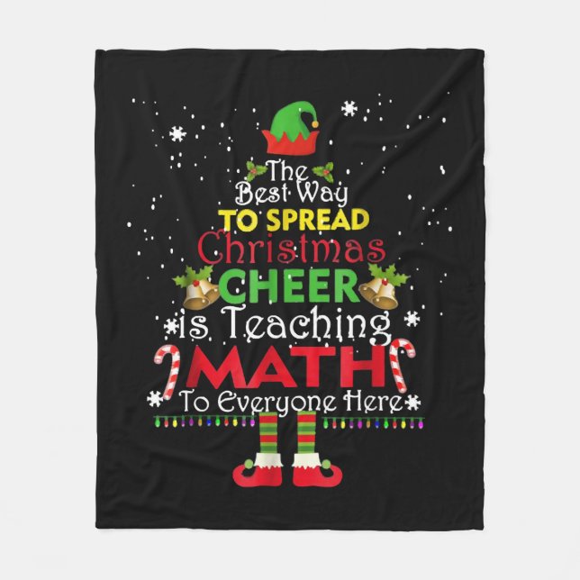 Math Teacher Christmas Shirt Elf Christmas Cheer Fleece Blanket (Front)