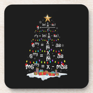 Math Teacher Christmas Tree Funny Christmas Math F Beverage Coaster
