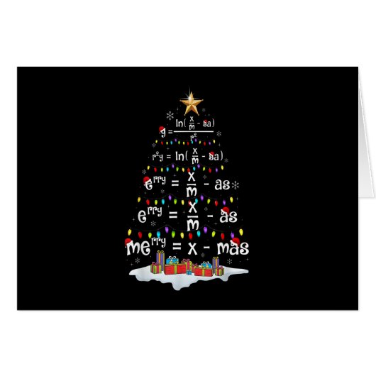 Math Teacher Christmas Tree Funny Christmas Math F Cards (Front Horizontal)