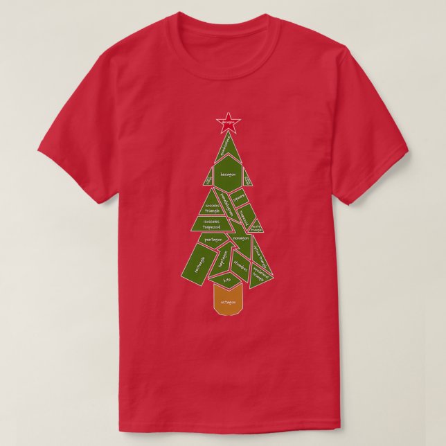 Math Teacher Christmas Tree Made of Shapes T-Shirt (Design Front)