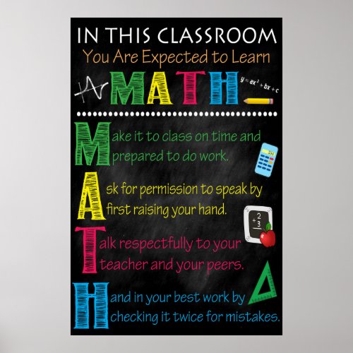 Math Teacher Classroom Printable Poster