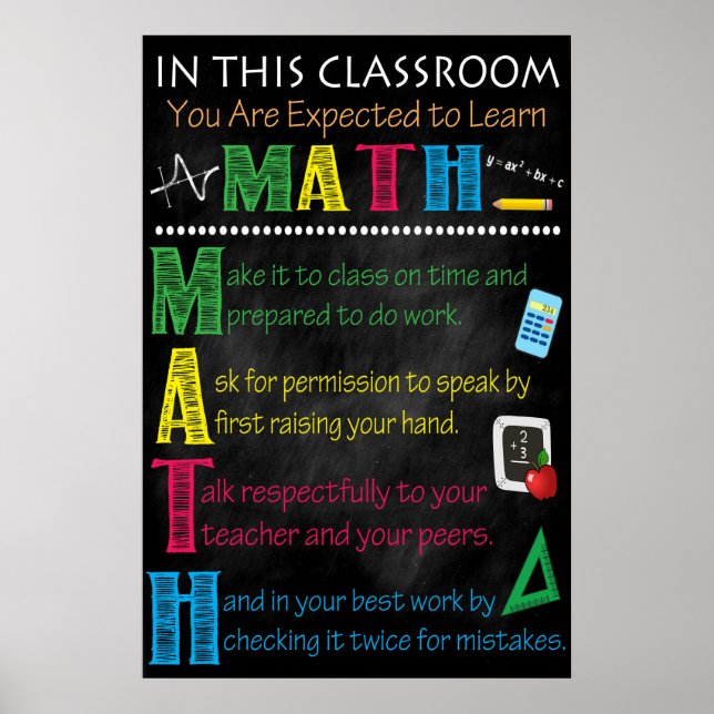 Math Teacher Classroom Printable Poster (Front)