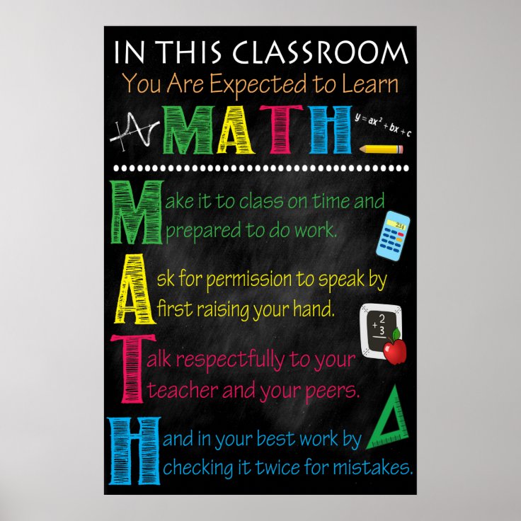 Math Teacher Classroom Printable Poster | Zazzle