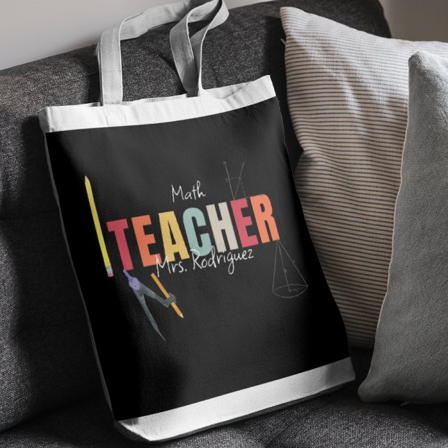 Math Teacher Custom Black  Tote Bag (Creator Uploaded)