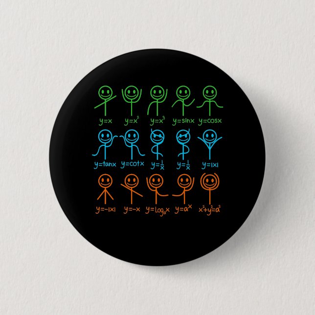 Math Teacher Dance Equation Mathematic Maths Button (Front)