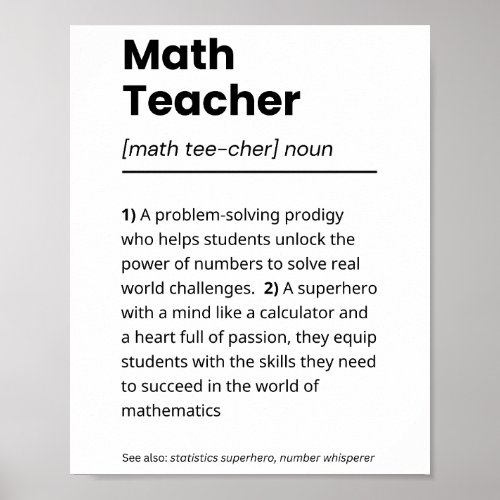 Math Teacher Definition Math Teacher Appreciation Poster