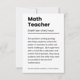 Math Teacher Definition, Math Teacher Appreciation Thank You Card