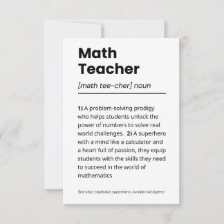 Math Teacher Definition, Math Teacher Appreciation Thank You Card