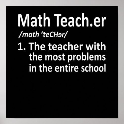 Math Teacher Definition Mathematics Maths Student Poster