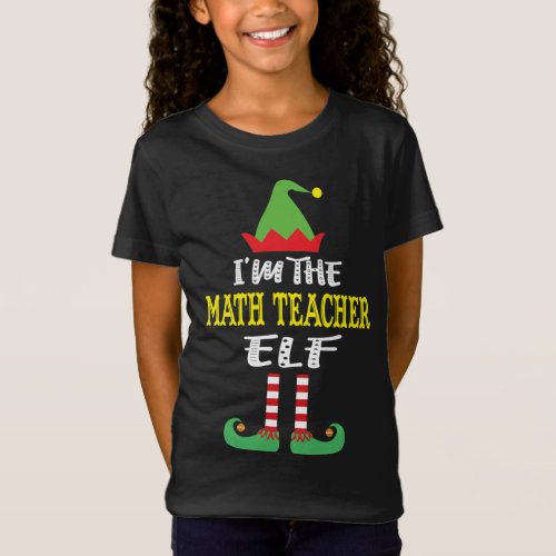 Math Teacher Elf Matching Family Christmas T_Shirt