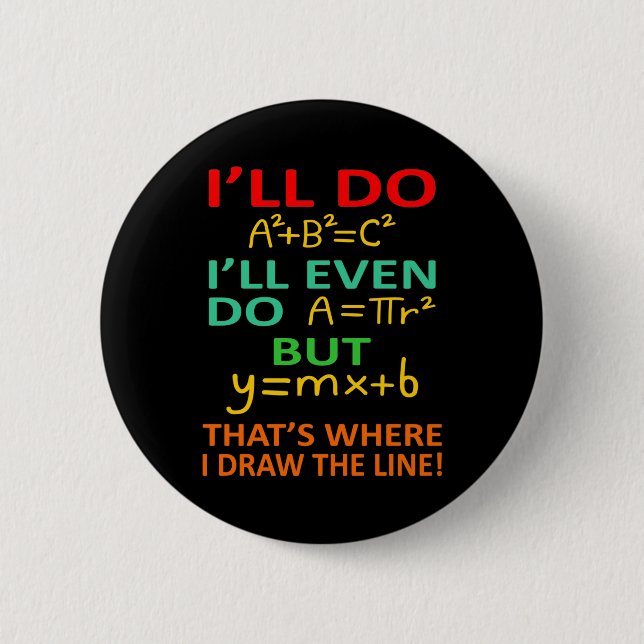 Math Teacher Equation Mathematics Maths Student Button (Front)