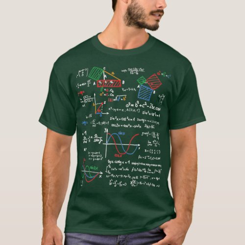 Math Teacher Formulas Cheat Sheet Cool Geek Nerd 1 T_Shirt
