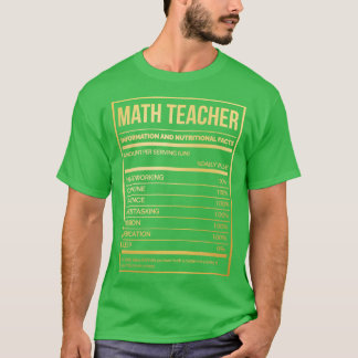 Math Teacher Funny Mathematics Nutrition Label in  T-Shirt