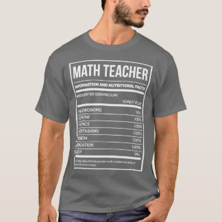 Math Teacher Funny Mathematics Nutrition Label  T-Shirt